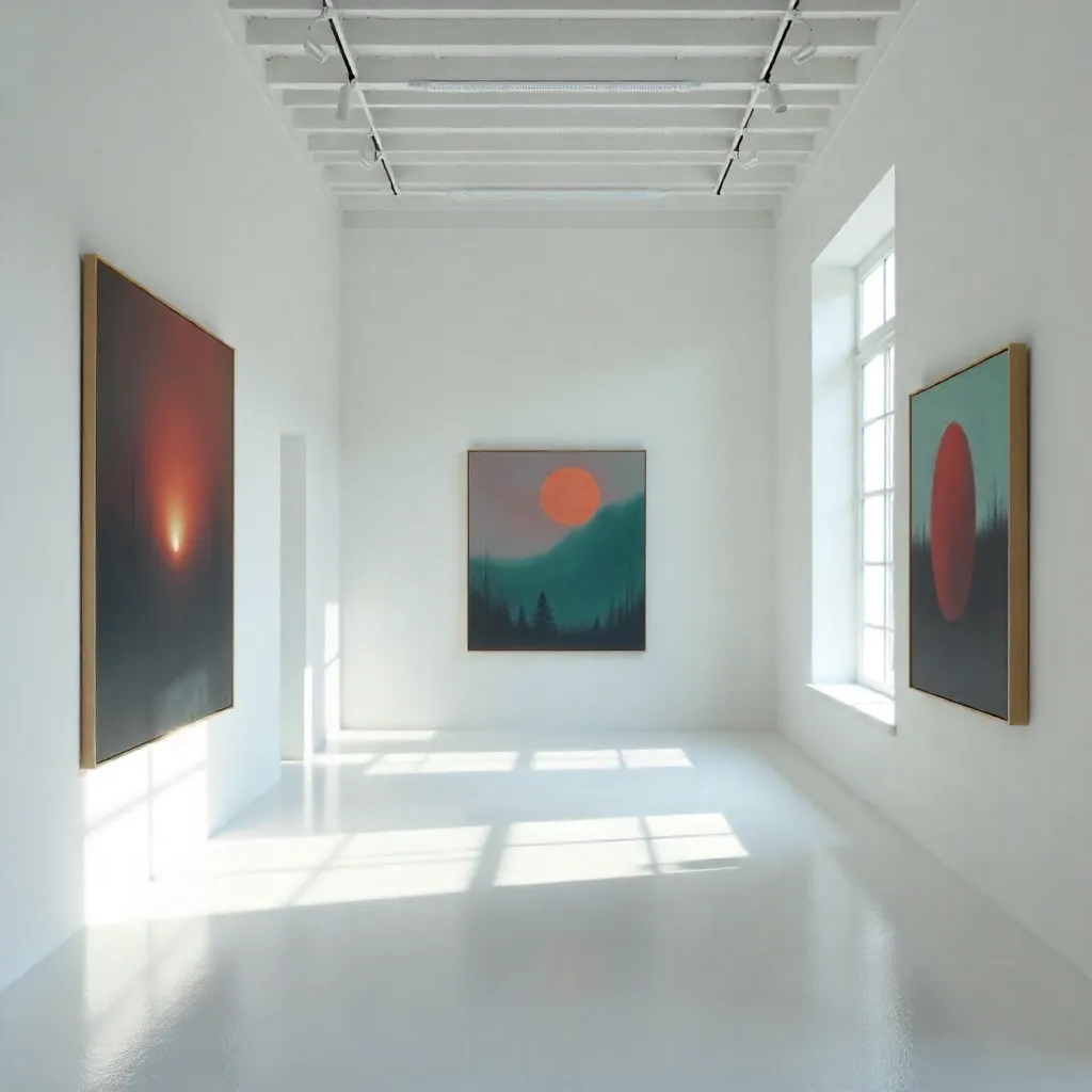 Gallery space featuring natural window illumination